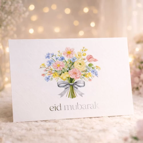 Carte Eid Mubarak florale – Bouquet Aid Moubarak