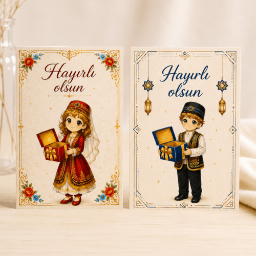 Carte Hayırlı Olsun – Carte de Félicitations en Turque pour Eid, Naissance, Mariage et Bayram
