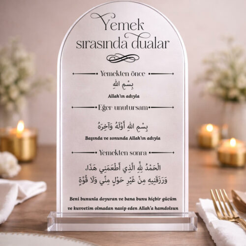 Invocation Avant et après manger - Plexiglass en Turc/Arabe - Yemek Duaları Pleksi Tablo