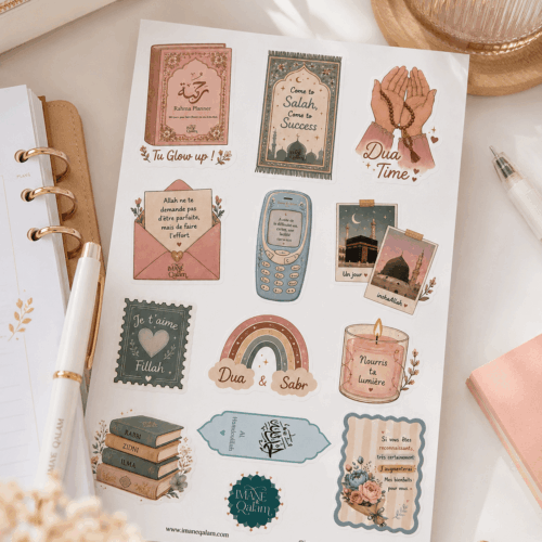 Planche de stickers islamiques – 12 Stickers décoratifs pour planner & papeterie