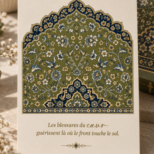 Carte de voeux Rawdah | Les blessures du cœur guérissent là où le front touche le sol